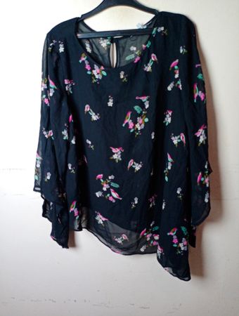 Redherring Schwarzer Vogel Druck Bluse