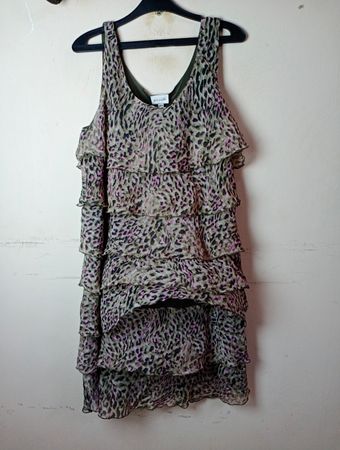 BIAGGINI Women's Leopard Print Ruffle Tiered Dress Size 42