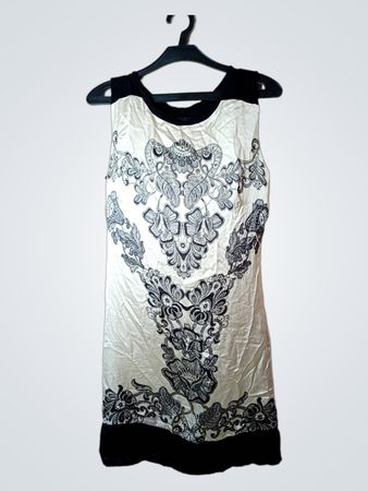 Vestino ärmelloses Kleid mit schwarzem Besatz und Muster