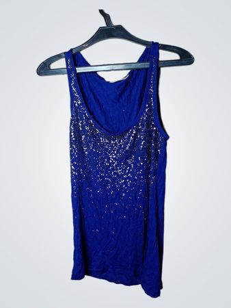 CAMAIEU Blau Pailletten Tanktop