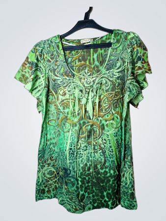 Emerge XL Damen Grünes Grafikdruck T-Shirt