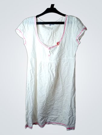 Amelie White Dress with Pink Trim
