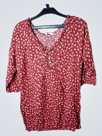 MATEU Rote Blumendruckbluse