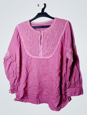 Rosa bestickte Bluse