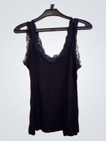 Promod Schwarzes Spitzenbesatz Cami Top