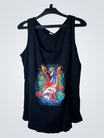 Schwarzes Tanktop mit Grafikdruck
