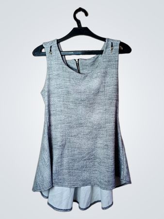 Graues ärmelloses Peplum-Top mit Reißverschluss