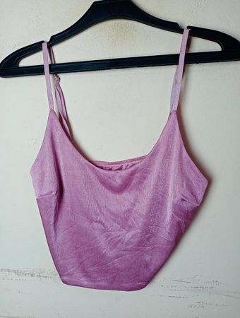Rosa Spaghetti-Träger Crop Top