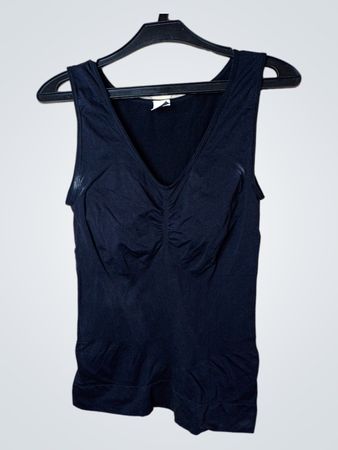Skin to Skin Damen Schwarzes V-Ausschnitt Raffung Tanktop