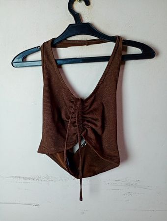 H&M Divided Braunes gerafftes Haltertop