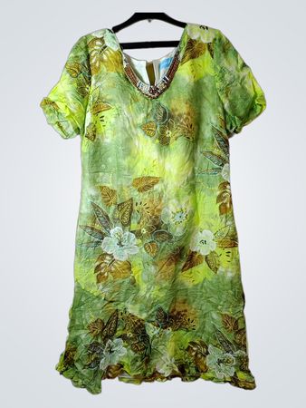 Cavita Green Floral Beaded Dress