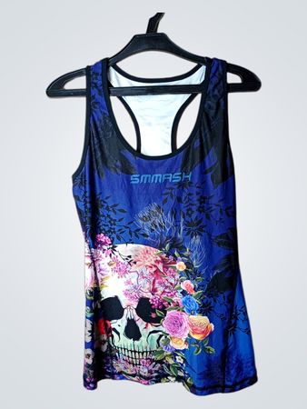 SMMASH Damen Tanktop mit Totenkopf- und Blumenmuster