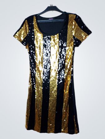 Fashion Wave Pailletten gestreiftes Kleid