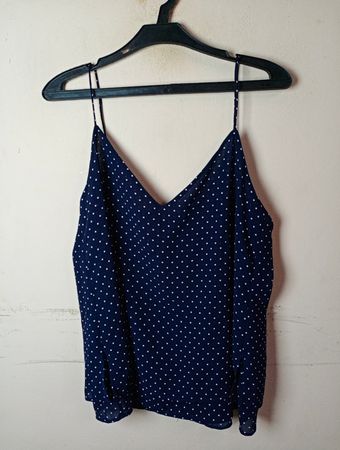 H&M Marineblaues gepunktetes Trägertop