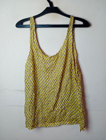 Natura Yellow Printed Tank Top