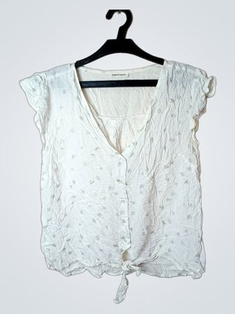 Cache Cache Weiße Florale Bluse mit Knotenvorschluss