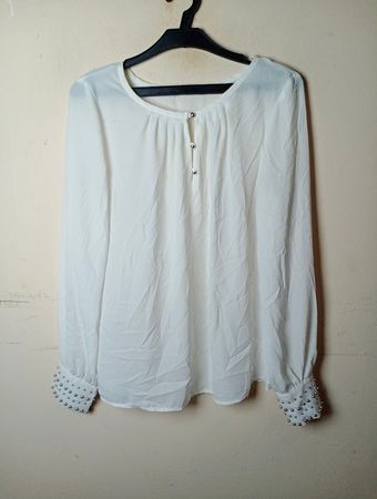 Orsay Weiße Perlenbesetzte Cuff Bluse