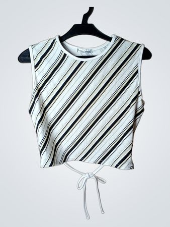 Prime Casual Ärmelloses gestreiftes Crop-Top mit Bindeband