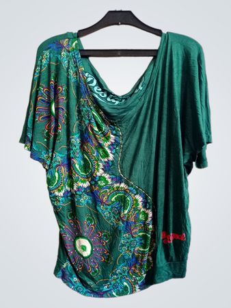 Desigual Grünes Bedrucktes Dolman Ärmel Top