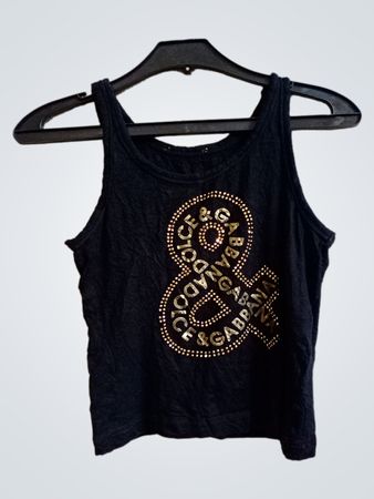Dolce & Gabbana Schwarzes Tanktop mit verziertem Logo