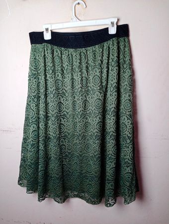 Lularoe Green Lace Midi Skirt XL