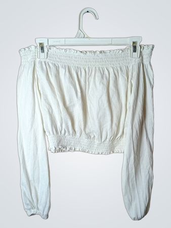  weisses Off-the-Shoulder Smocked Crop Top