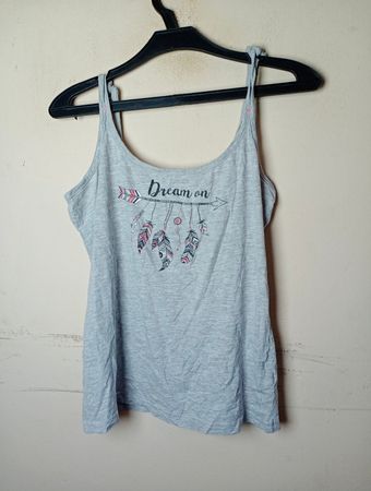 Bluemotion "Dream on" graues Tanktop mit Feder-Graphic