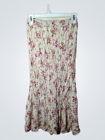 Cremefarbener floral gemusterter Maxi-Rock