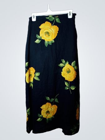 YUMI MAZAO BASIC Schwarzer Floraler Maxi Rock
