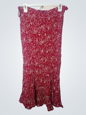 Dash Rotes Blumengekräuseltes Strapless Maxikleid