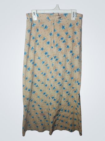 Beiger Maxirock mit blauem Blumenmuster