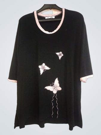 L'Impossible Paris Schwarzes T-Shirt mit Schmetterlingsdesign