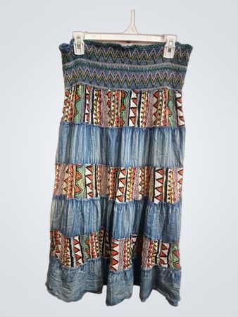 H&D Damen Trägerlos Boho Maxikleid