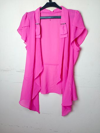 ZLY Damen Pink Chiffon Wasserfall Cardigan