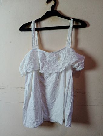 Janina White Ruffle Cold Shoulder Top