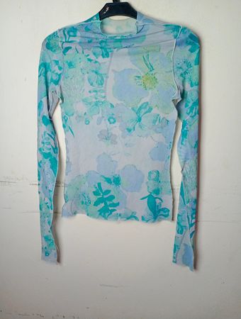 Blumenmuster Transparente Langarmbluse