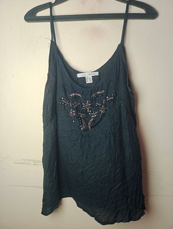 Venca Damen Schwarzes Verziertes Spaghettiträger Tanktop