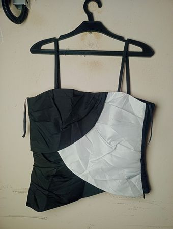 Barbara Black and White Asymmetrical Top