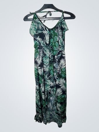 Maxikleid mit tropischem Blätterdruck