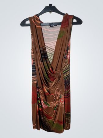 MYG Ärmelloses Braunes Kleid mit Abstract-Print