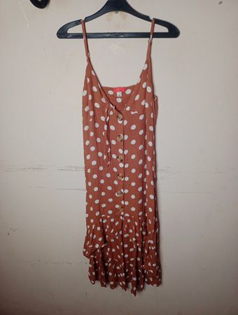 Ribes & Hort Polka Dot Rüschensaum Midi-Kleid