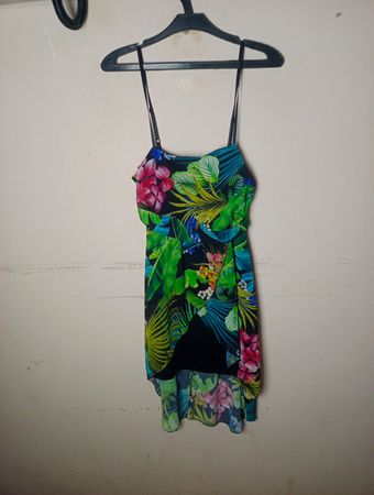 Tropisches Druck High-Low Kleid