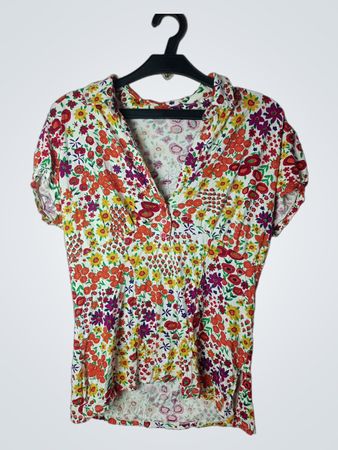Bluse mit floralem Druck und kurzen Ärmeln