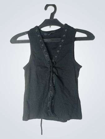 Tally Weijl Schwarzes Ripp-Lace-Up Tanktop