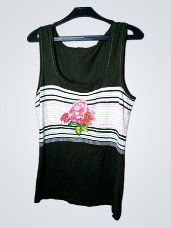 Damen ärmelloses Tanktop mit Blumenmuster und Streifen