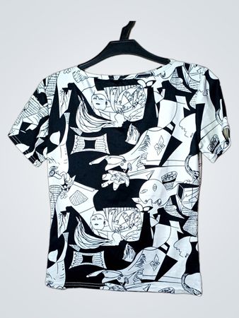 Schwarz-weißes Grafikdruck-T-Shirt