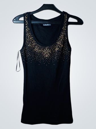 Schwarzes Tanktop mit verziertem Ausschnitt