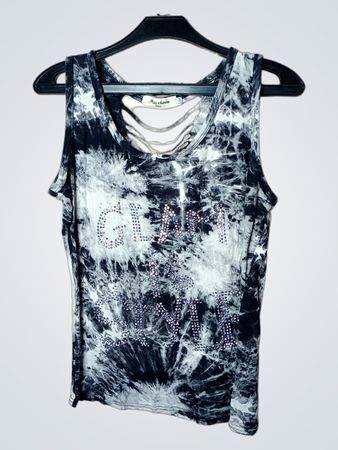 Miss Charm Glam Rhinestone Tie-Dye Tank Top