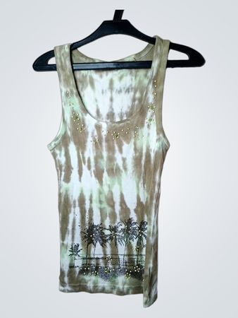 Tie-Dye-Ärmeloses Hemd mit Palmen-Grafik