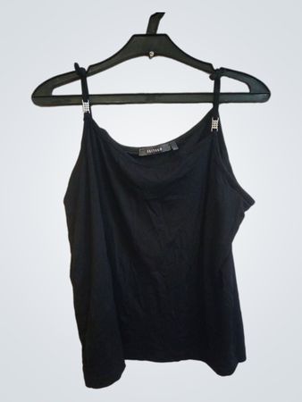 AVITANO Schwarzes Cami-Top mit Strass-Trägern
